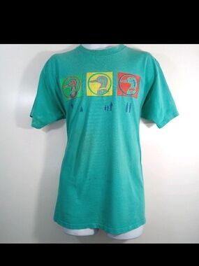 Vtg Duck Head Multicolor Graphic Shirt Single Stitch USA *Distressed